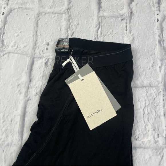 Icebreaker 200 Oasis Fly Leggings Mens Large Black 100% Merino Wool Thermal NWT - Picture 3 of 10